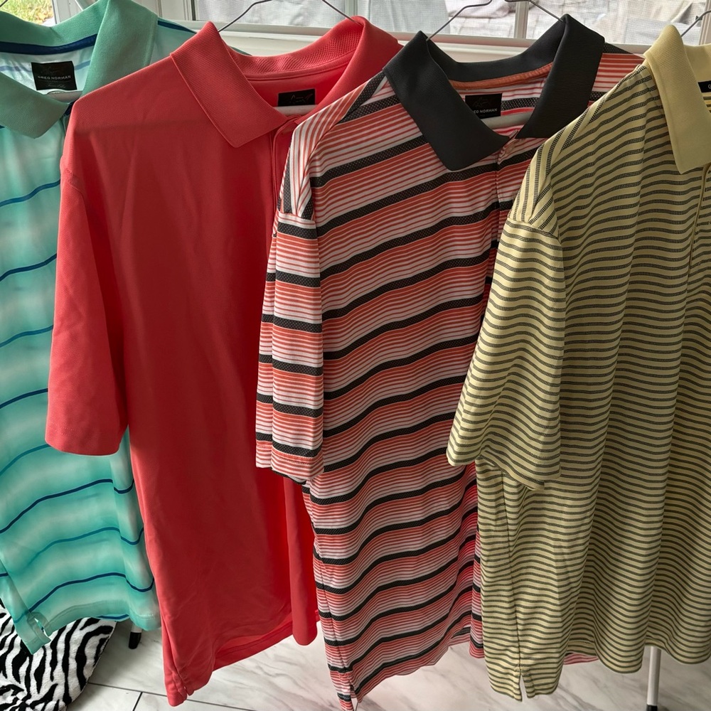 10 men’s X-Large golf shirts, including 4 Greg Norman’s     In great condition